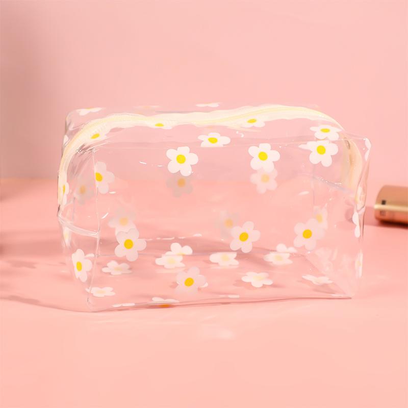 Portable Transparent Makeup Bag Zippered PVC Cosmetic Pouch for Women Travel Toiletry Storage Bag