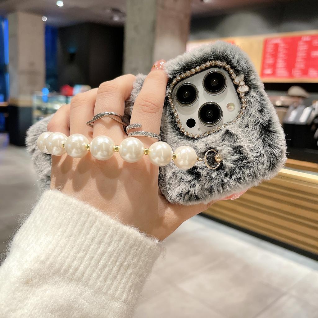 Милый плюшевый чехол с браслетом и сердечком для Samsung Z Flip 3 S23 S22 S21 Ultra A24 A34 A14 A54 A53 A33 A23 A13 S10 S9 S8/Redmi 10 9 9A 9C 9T Note 11 10