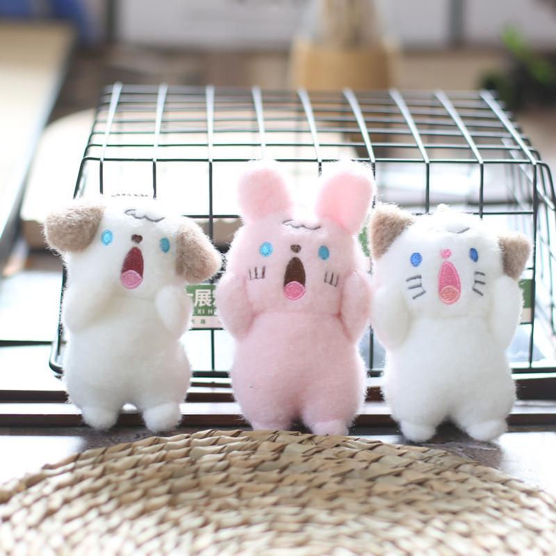 Adorable Plush Screaming Dog Keychain Soft Stuffed Animal Bag Charm