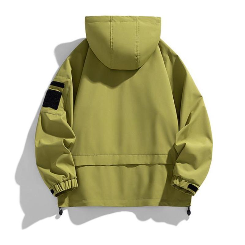 Cozy Up Men Fashion Unisex Hooded Windbreaker Multi-Pockets Casual Jackets Oversized Coat