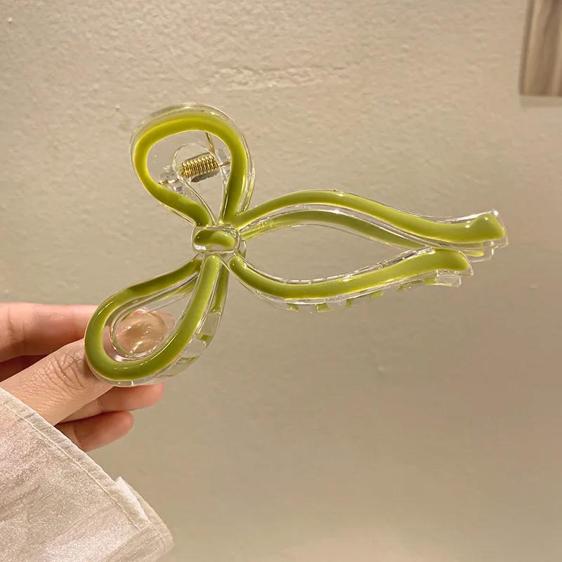 Acrylic Bow Crab Clips for Women Shark Jelly Clear Claw Clips Scissors Shape Clamp Barrette Hairpin Girls Hair Style Accessories