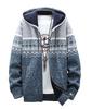 Knit Parka Fleece Lined Warm Ortega Pattern Sweater Zip Parka Light [Ressh.N] Men's Autumn/Winter (M, Gray)