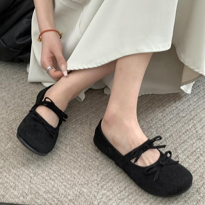 Женские туфли-балетки с закрытым носком, однотонные, с бантом, женские туфли Мэри Джейн, мягкая подошва, повседневные красные одинарные лоферы