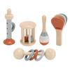 5pcs Wooden Musical Instrument Toy Cage Bell Baby Rattle Toy Early Educational Percussion