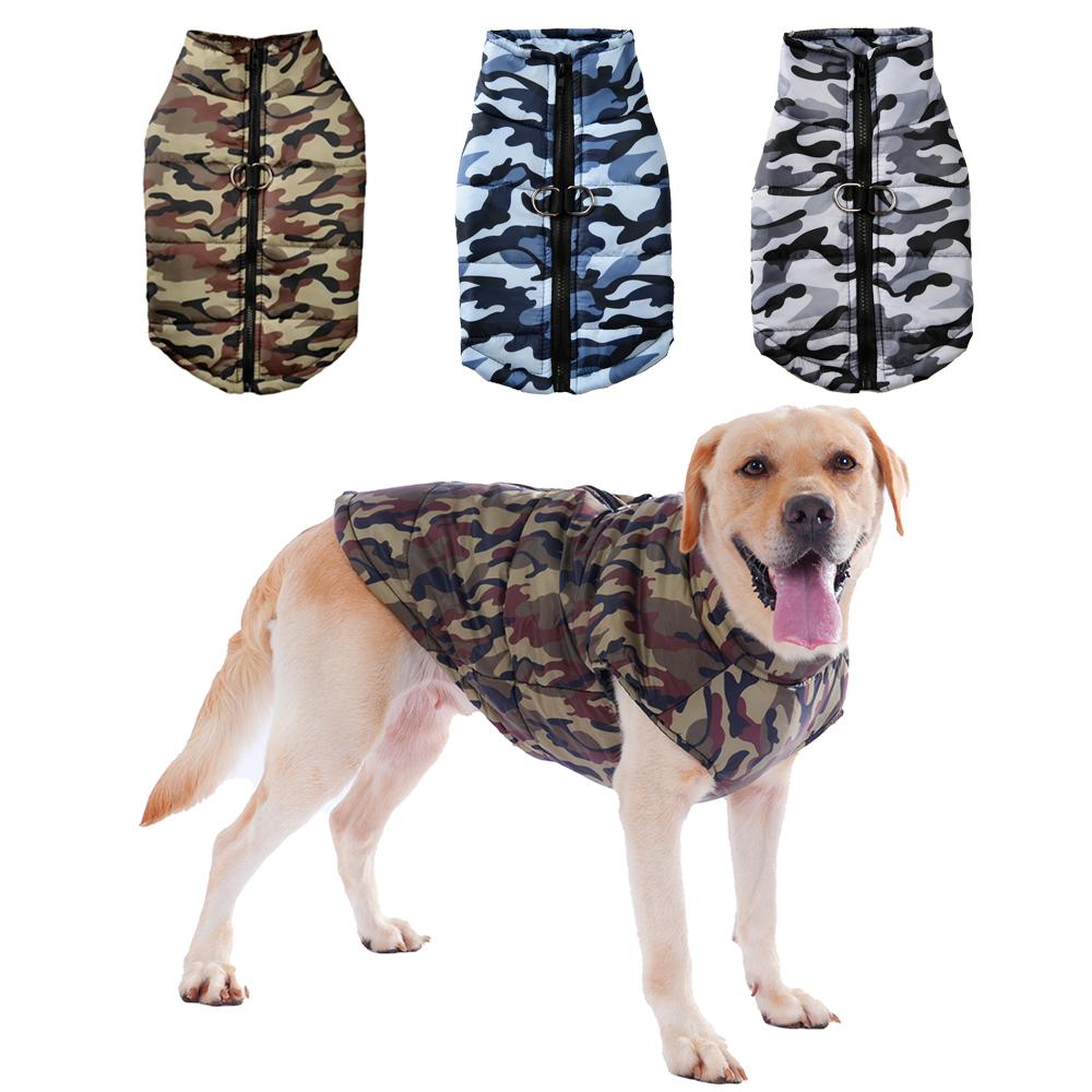Теплая одежда для собак средних и больших пород, зимняя ветрозащитная куртка с D-образным кольцом для домашних животных, камуфляжная куртка для лабрадора, золотистого ретривера