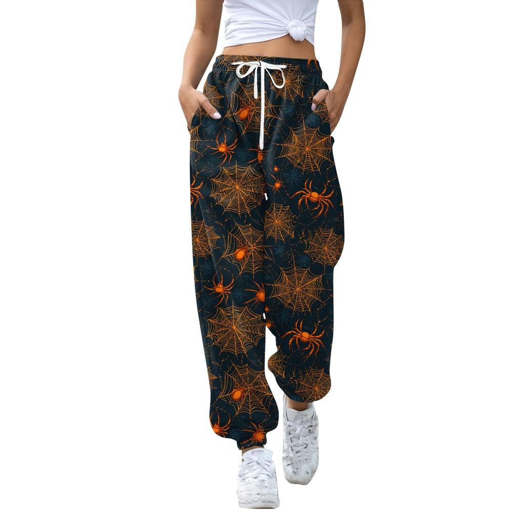 Women's Sports Pants With Pockets Fashion Print Elastic Waist Pants Casual Sweatpants Pants