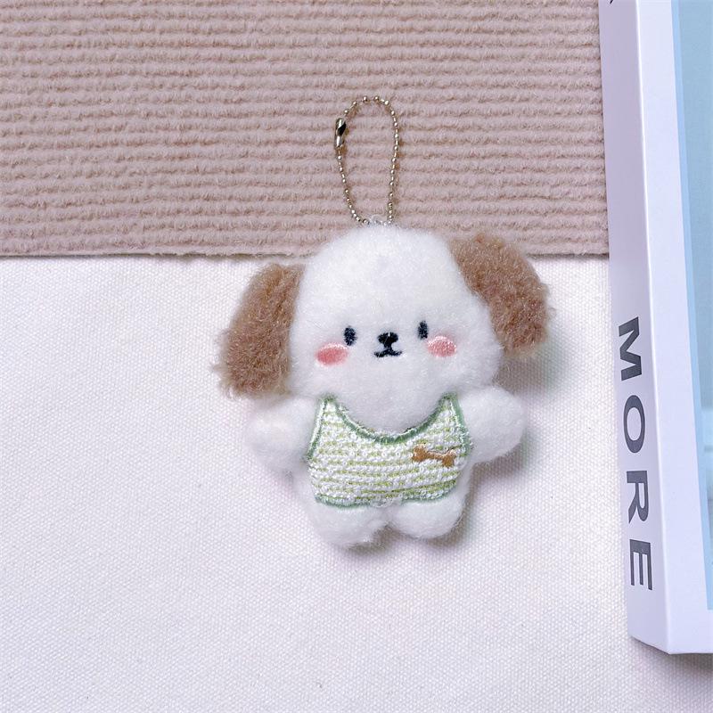 Брелок-подвеска в виде плюшевого мультяшного щенка с пищащим звуком, костью, креативной брошью и аксессуарами для волос