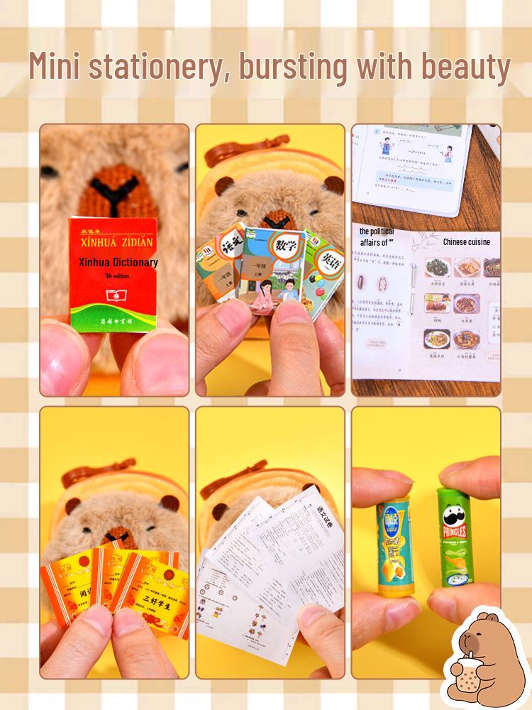 Мини-рюкзак капибары: Детская сумка через плечо для девочек с полным набором канцелярских принадлежностей