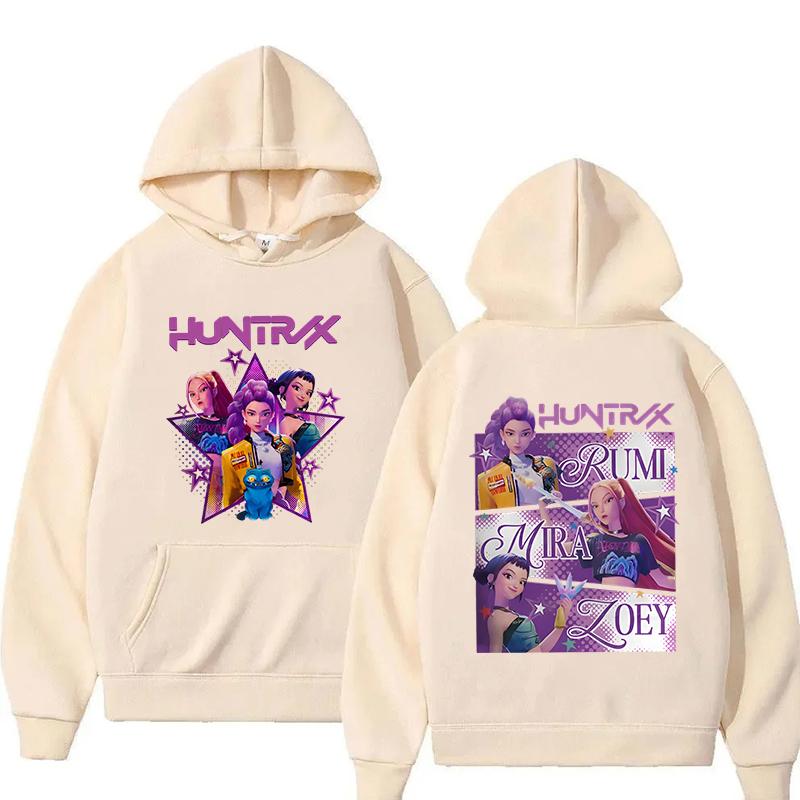 KPop Demon Hunters Huntrix Худи Мужские Женские Повседневные Пуловеры Мира Руми Зои Свитшот с Принтом С Капюшоном Унисекс Мода Уличная Одежда