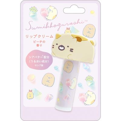 FE41002 Sumikko Gurashi Крем для губ с талисманом Кот (Персиковый аромат)