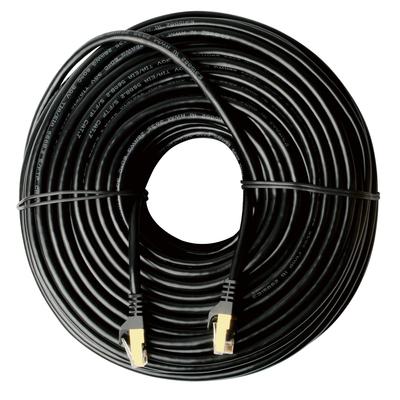 Сетевой кабель LAN 50 м CAT7 Gigabit 10 Гбит/с 600 МГц Категория 7 Ethernet-кабель Погодозащищенный Наружный Черный