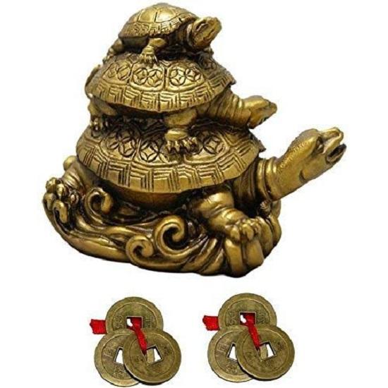 Three Tortoise with 2 Lucky Coin Set Idol, Standard