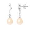 Серьги - - Настоящий пресноводный жемчуг 8-9 мм - Серебро 925 - Натуральный розовый - AAA+
