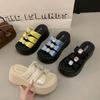 Fashion Platform Anti-Slip Wear-Resistant Slippers Summer New Round Toe Open Toe Crystal Buckle Anti-Slip Wear-Resistant High Heels