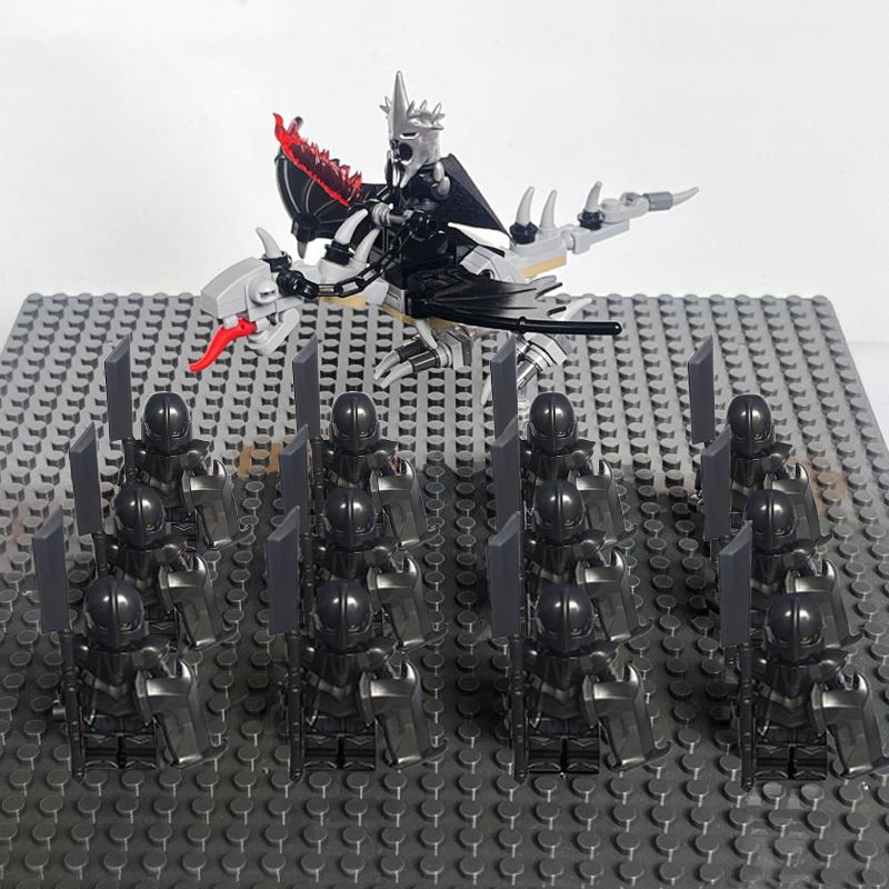 14 шт. MOC Средневековые Гномы Воины Эльфы Рыцари Властелин Колец Урук-хай Орк Солдат Рохана с Фигуркой Короля-Чародея Лидера Строительные Блоки Игрушки