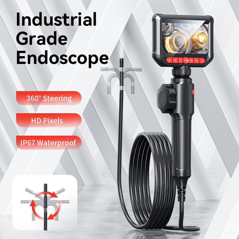 4.3-inch Bi-Directional Borescope, 8.0mm Camera, HD 1080P with LED Illumination for Automotive Repair, Plumbing Inspection