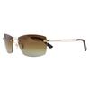 POLICE Sunglasses SPLG39J 300P 60 2023 Model WIND Rimless Square Titanium Polarized Lenses Frame Shiny White Gold Lens Brown Gradient Two-Point Men's