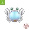 Colorful Crab Diy Beaded Accessories, Exquisite Moonstone S925 Sterling Silver Beads Loose Beads