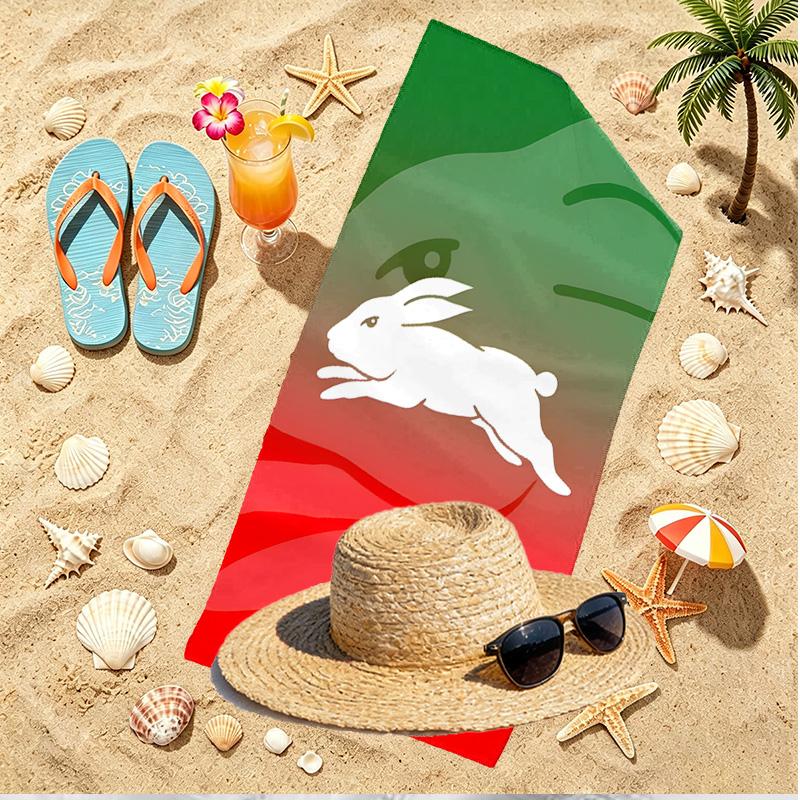 South Sydney Rabbitohs Print Beach Towel, Versatile Lightweight Absorbent Beach Towel for Pool Surf Yoga Bathroom, Perfect Birthday Holiday Gift