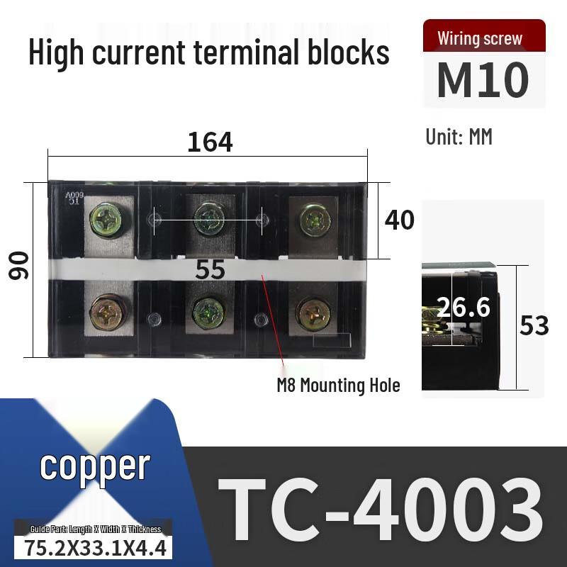 OLKWL TC-4003 High-Power 3-Position Terminal Block