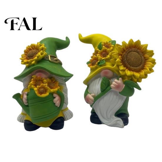 Housewarming Gifts for Friends Sunflower Gnome Statue Ornaments, Resin Faceless Figurines, Pastoral Tiered Tray Seasonal Decor Style Tabletop Figures