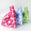 INS Knit Tote Bag Stylish Versatile Handbag Flower Pattern Decoration Easy Access Space-saving Storage Shopping Bag