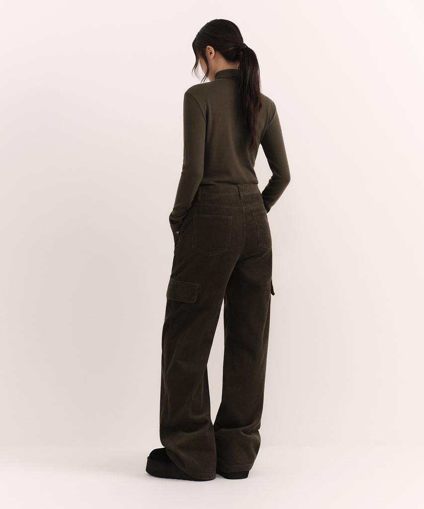 MUSINSA STANDARD WOMAN 8W Corduroy Wide Cargo Pants [Dusty Khaki]