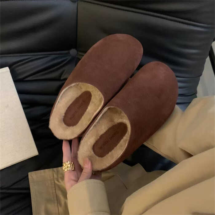 Fluffy Winter Slippers for Women Furry Fuzzy Home Shoes Faux Fur House Plush Slippers Indoor Warm Comfy Mute Flats Slide