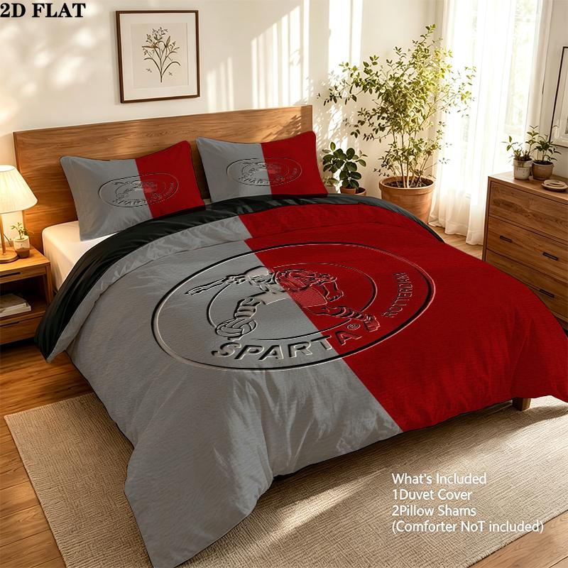 Sparta Rotterdam Pattern Bedding uilt Set uilt Cover Pillowcase Home Decoration Birthday Gift (1 * duvet cover + 2 * pillowcase without core)