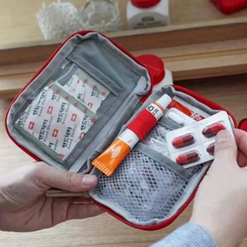1PC Mini Portable Medicine Bag Travel First Aid Kit Medicine Bag Storage Bag Survival Kit Medicine Box Outdoor Emergency Camping
