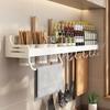Kitchen Organizer Shelf Wall Mounted Spice Rack Seasoning Holder Dishcloth Towel Rack Knife Spoon Fork Shovel Storage Shelves