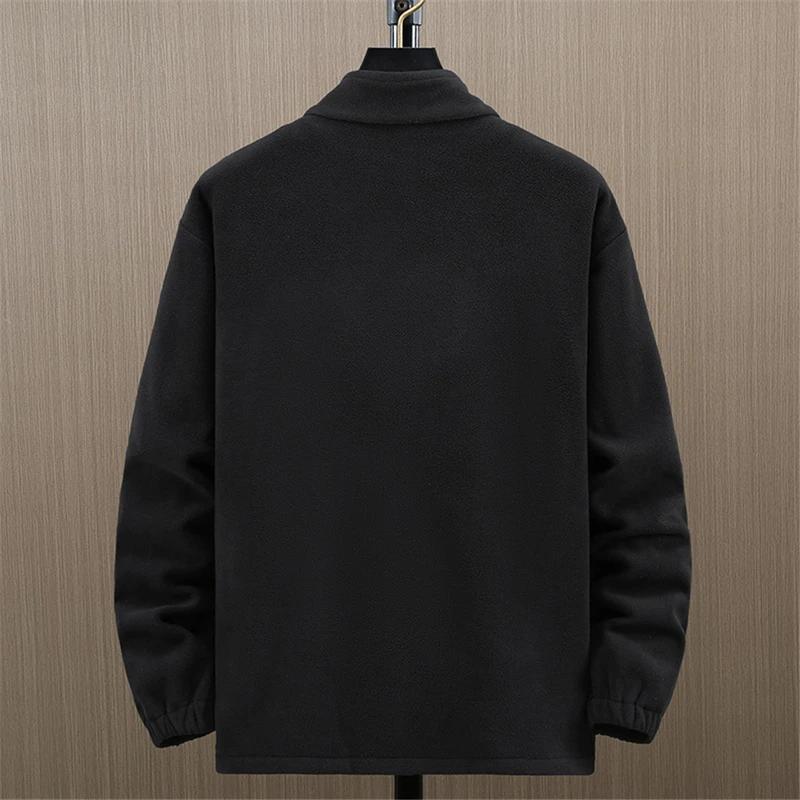 Men Winter Thcik Warm Solid Color Polar Fleece Jacket Fleece Jacket Coat Plus Size 12XL Fashion Casual Polar Fleece Coat