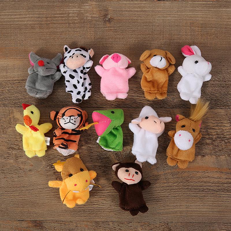 1 Set Role Play Tell Story Cloth Doll Educational Toy Cartoon Animal Family Finger Puppet Soft Plush Toys For Children Gift