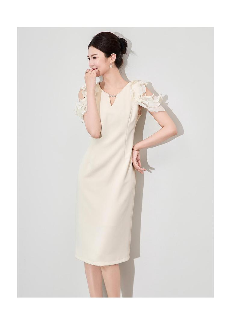 Профессиональное платье миди с рукавом до локтя класса люкс - Женский умный наряд для ранней осени