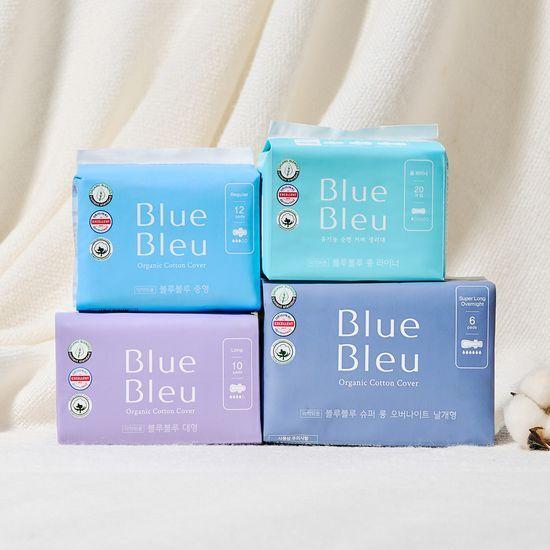 Выберите 1 из 4 видов синих гигиенических прокладок (средний/большой/ночной/длинный лайнер)