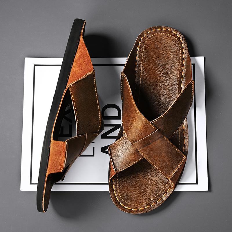 Модные Легкие Мужские Тапочки Ручной Работы Летние Мужские Сандалии Мюли Уличные Полузакрытые Противоскользящие Простые Повседневные Балетки Новые Шлепанцы Сланцы