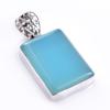 Natural Aqua Chalcedony Gemstone 925 Solid Sterling Silver Pendant 1.6" n5I47