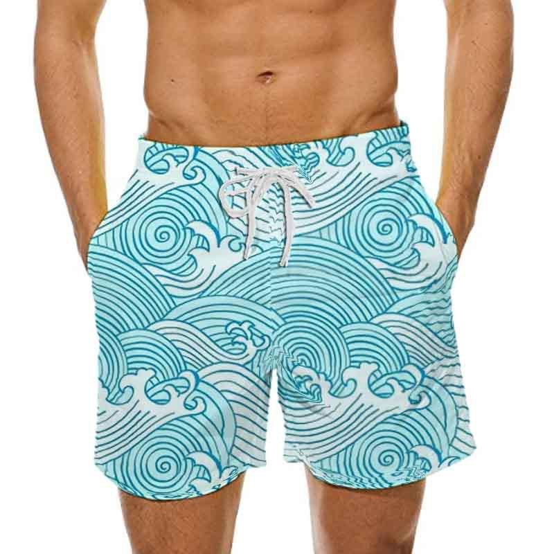 Мужские пляжные шорты Купальные спортивные шорты Boardshort Волна 3D-печать Фитнес-короткие штаны Мужские оверсайз Трусы для спортзала Серф-доска Купальник