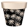 [A2064] - Black Beige 'Palm Trees' Bamboo Planter - 14x12 Cm