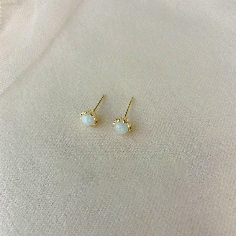 Серьги из натурального нефрита для женщин, маленькие, универсальные и высококачественные серьги из нефрита для путешествий, корейская версия