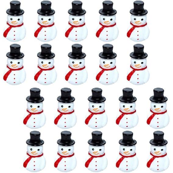 50pcs Mini Snowman Figurines Decoration,Christmas Tiny Resin Snowman Ornament with Hat for Christmas Micro Landscape Ornament