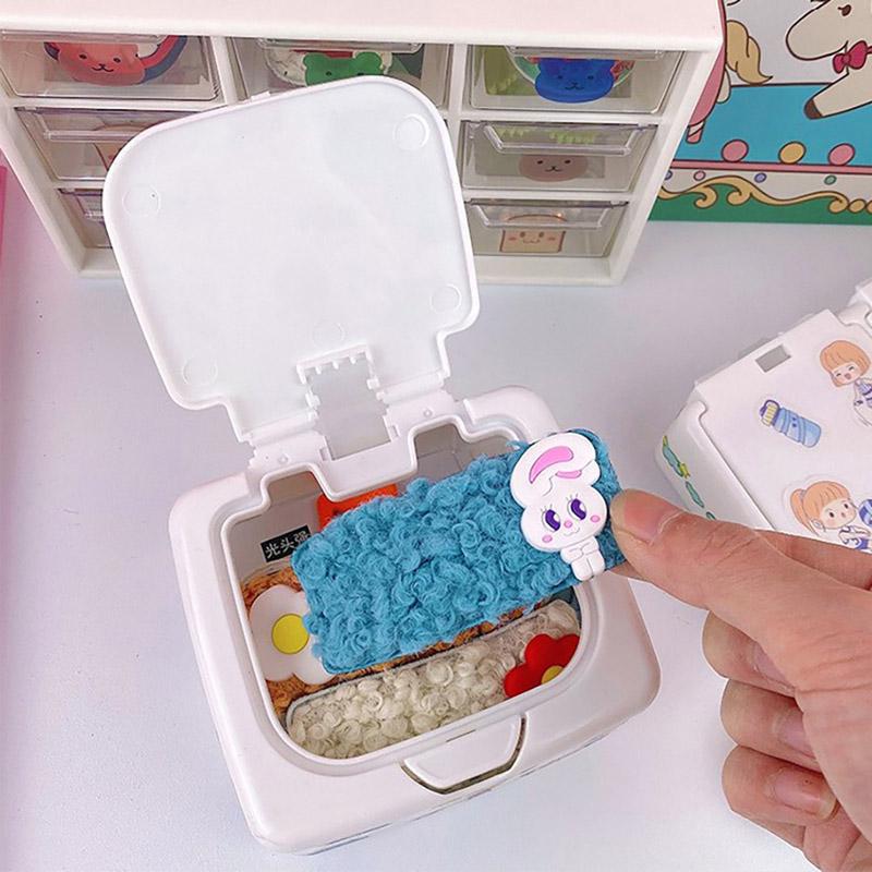 Милый пластиковый кнопочный настольный ящик для хранения ювелирных изделий, органайзер, чехол с наклейкой на крышке