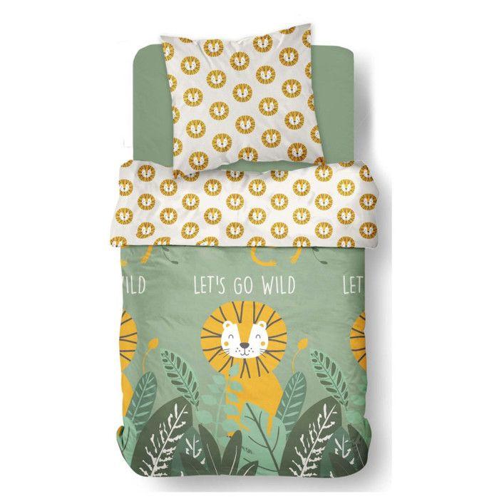 Parure de couette 140 x 200 "Let's Go Wild" Réversible 100% Coton / 57 Fils/cm²