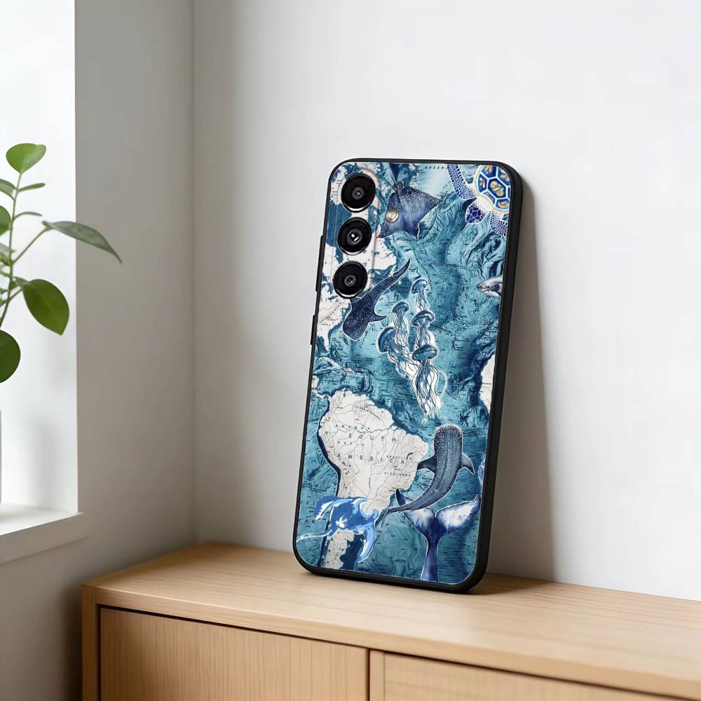 Чехол для телефона-пазла M-Marine Whale для Samsung Galaxy A91, 80, 73, 72, 71, 53, 52, 32, 31, 22, 21s, 20, Мягкий черный чехол