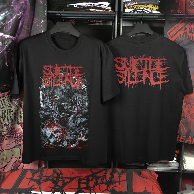 2025 Suicide Silence Метал-группа 100% Хлопок Футболка Мужская Летняя Мода Уличный Тренд Короткий Рукав Удобная Свободная Мужская Одежда