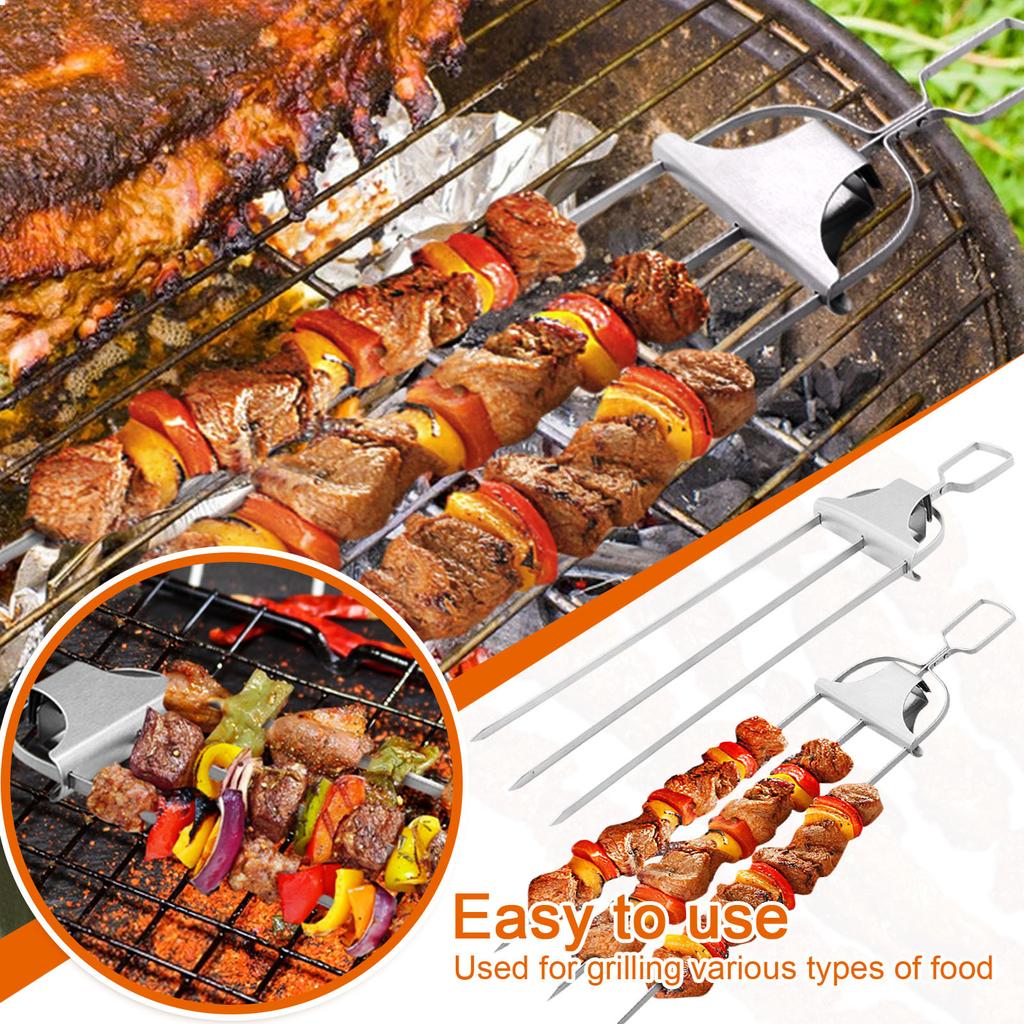 4 шампура, 14-дюймовая нержавеющая сталь, 3 остроконечные металлические шампуры с толкателями, овощи, зефир