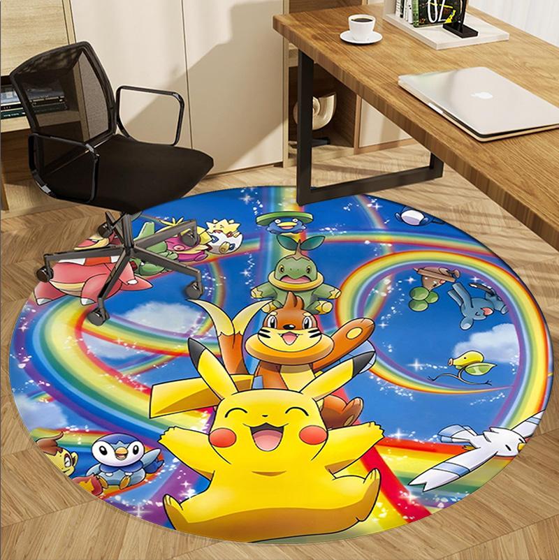 Pokemon Pattern Round Rug, Indoor/Outdoor Mat, for Picnic, Gameroom, Bedroom, Office, Living Room, Home Decor Carpet, Birthday Gift