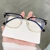 Ultralight Retro Cat Eye Half-Rim Transparent Gray Pure Titanium Eyeglasses Frame for Prescription Lenses