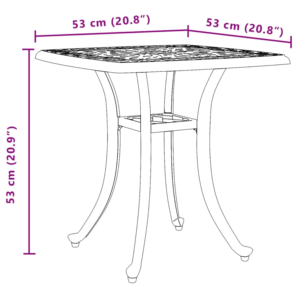 Garden Table White 53 x 53 x 53 cm Cast Aluminum
