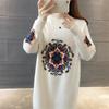 2020 New Spring Autumn Winter Women Knitted Pullovers Sweater Female Long Sleeve Embroidery Sweater Dress